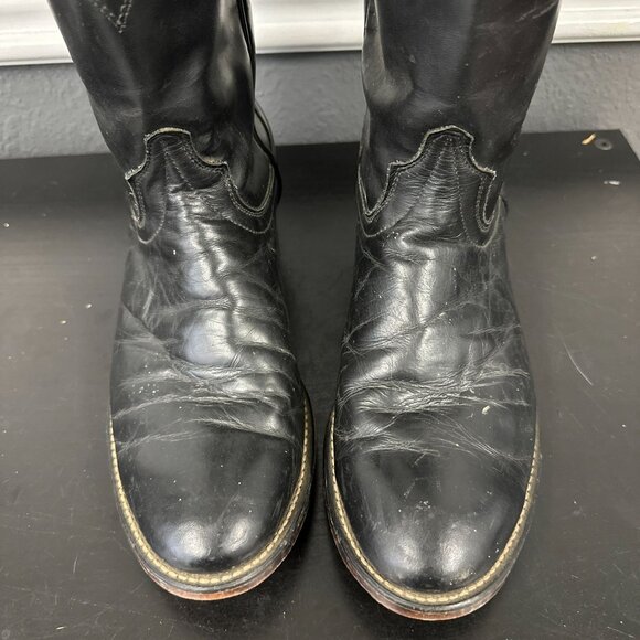Laredo 7902 Saddle Roper Black Cowhide Leather Boots USA Made Size 8 EE Wide - Picture 3 of 10